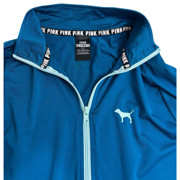 Victoria's Secret PINK 1/2 Zip Performance Top Sz S Teal Athletic Shirt - Picture 7 of 10